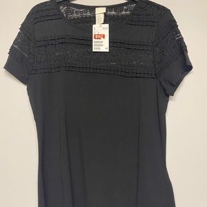 Black lace detail t shirt